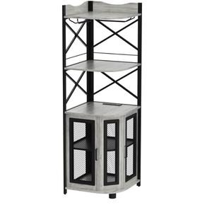 <span class=keywords><strong>Mobile</strong></span> bar angolare con presa di corrente, cantinetta vino industriale con cantinetta portabottiglie a 5 piani, adatto <span class=keywords><strong>per</strong></span> display <span class=keywords><strong>ad</strong></span> <span class=keywords><strong>angolo</strong></span> ca - Product Image 1