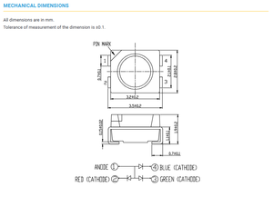 LED SMD RGB CREE CLV1L-FKB PLCC4 3528 de 4 pines, ánodo común, 2V 3.2V 120 °   Luz indicadora de visualización - Product Image 3