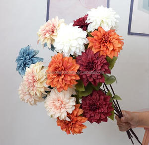 QSLH Ti406 fête décoration <span class=keywords><strong>fleurs</strong></span> artificielle toile de fond mariage grande soie fleur Dahlia fleur pour événement décor - Product Image 1