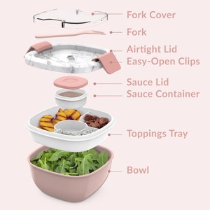 Wholesale Cute 4-<b>Compartment</b> Salad Container Leak-Proof Dressing Tray Food Grade Lightweight BPA-Free Reusable Fork <b>Lunch</b> <b>Box</b> - Product Image 4