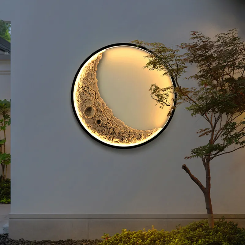 Outdoor Solar Lights for Porch Villa Garden Decor Exterior Led Moon Wall Light Garden Lamp Moon Wall Lamps