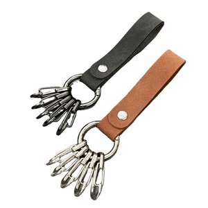 New PU da kim loại O-ring mùa xuân <span class=keywords><strong>Keychain</strong></span> với 5 móc, có thể mở ra Thông tư an toàn khóa <span class=keywords><strong>Keychain</strong></span> Clip kết nối phụ kiện - Product Image 1