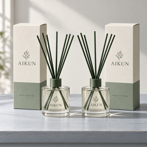 Aikun Minimalist Clear Glass Sage Green Multi Scent <b>Stick</b> Reed Diffuser with Living Room Fragrance and Tabletop <b>Shelf</b> Decoration - Product Image 2