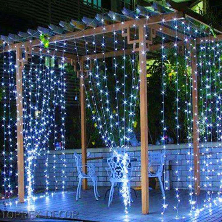 سلسلة أضواء ليد اضواء خارجية متصلة تضيء لحفلات الزفاف والكريسماس ديكورات للفنادق ستائر ديكور أضواء ديفالي