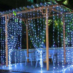 Led dize işık açık bağlanabilir yanıp sönen düğün noel otel salonu dekorasyon Icicle perde diwali işıkları