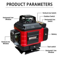 Niveau laser rouge 4D Wosai 16 lignes, horizontal et vertical, avec auto-nivellement, pour intérieur et extérieur – Meilleures ventes
