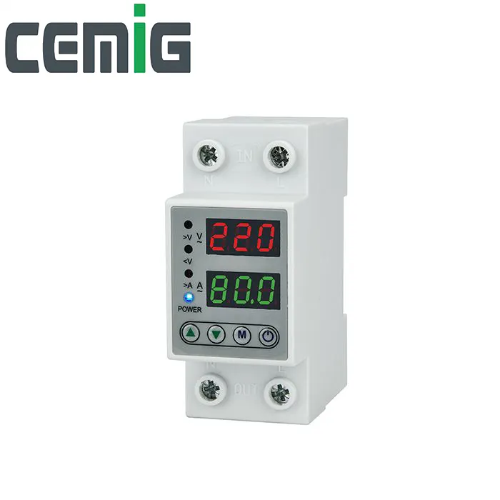 Cemig-protector de sobrecorriente automático, sobrevoltaje y bajo voltaje, mini disyuntor Din Rail 40A 63A, pantalla LED de dos filas