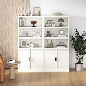 Librero Alto Moderno de Madera con Puertas, Estantería Ajustable para Oficina o Biblioteca, Mueble para <span class=keywords><strong>Libros</strong></span> con Base Antideslizante para Sala de Estar o Dormitorio - Product Image 5