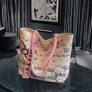 Bolsa Tote Grande y Bonita para Mujer, Diseño de Dibujos Animados a la Moda, Versátil, de un Solo Hombro, con Cierre de Cremallera, de Lona - Product Image 2
