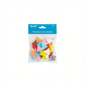 Triangle en bois Ilan 2,0 cm multicolore 30 pièces pour décoration artisanale - Product Image 1
