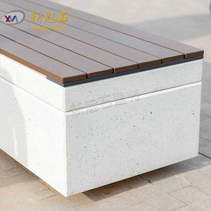 Nuevos Materiales de Construcción en Piedra, Banco de Terrazo, Componente GRC, Asiento para Parque al Aire Libre, Resistente al Agua y a las Manchas, Personalizable, Blanco Gris - Product Image 4