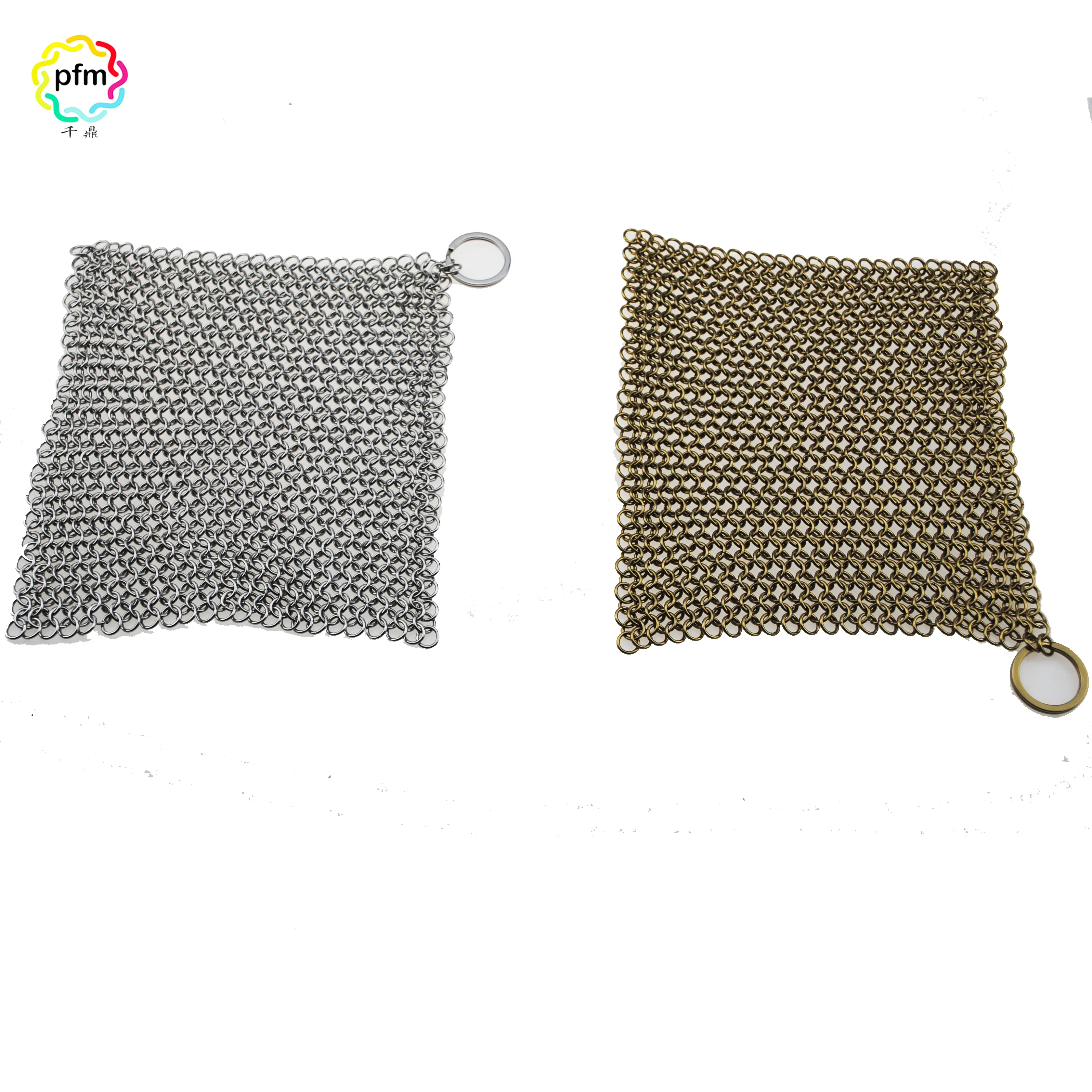 अनुकूलित विशिष्टता और आकार स्टेनलेस स्टील तार जाल में chainmail रंडी अंगूठी सजावट जाल चांदी और सोने के रंग