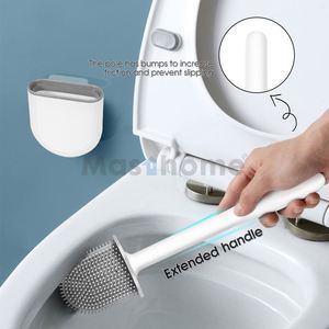 Brosse de nettoyage WC en silicone à deux sections avec manche en plastique TPR souple, offre spéciale - Product Image 2