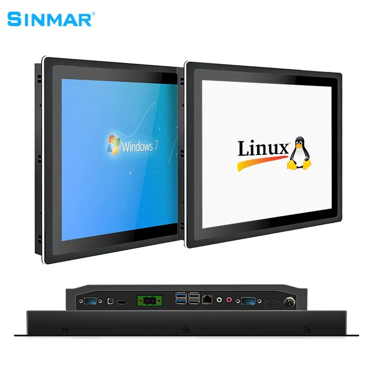 Sinmar โลหะเต็มรูปแบบกันน้ําอุตสาหกรรมหน้าจอสัมผัสมินิพีซี Usb หน้าต่าง Linux Fanless All In One คอมพิวเตอร์แผงพีซีพร้อม Wifi