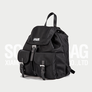 Soochicdress Ba lô nylon màu đen không thấm nước cỡ trung bình với dây đeo vai có thể điều chỉnh và ngăn chính dây rút - Product Image 2