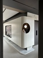 Armoire murale moderne de style simple pour TV Meubles de salon d'usine personnalisés avec panneau en bois LED intégré