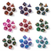 Ensemble de dés à jouer de 7 pièces pour jeu de rôle Dungeon and Dragon, rose, bleu, univers étoilé, paillettes, Dnd