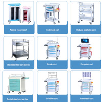 Chariot de traitement hospitalier multifonctionnel en ABS avec tiroirs, poubelle et panier à accessoires pour usage clinique