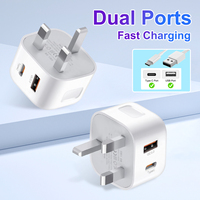 Adaptateur de téléphone portable mural QC3.0 PD Type-C avec prise UK, câble USB Type-C, chargeur rapide 20W en gros pour téléphone Android
