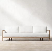 Nouvel arrivage Ensemble de canapés modernes de luxe Ensembles de patio Mobilier d'extérieur Canapé de jardin en bois de teck avec table de foyer 1pc