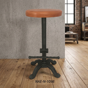 <b>Adjustable</b> Modern Industrial Antique Commercial Hotel Farmhouse Villa <b>Bar</b> <b>Stool</b> Metal Frame Leather Footrest Swivel Short Back - Product Image 3