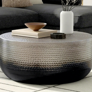 Modern Black & Grey Coffee <b>Table</b> <b>With</b> Textured Surface Contemporary Living Room Furniture Black Finish Handmade Design - Product Image 1