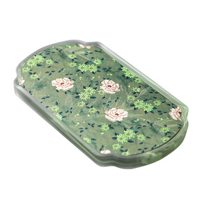 Miniature Glass <b>Tea</b> <b>Tray</b> Irregular Shape Portable Outdoor Kung Fu <b>Tea</b> Set Teapot Holder With Floral Design - Product Image 5