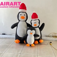 Ensemble Famille de Pingouins Gonflables Personnalisés pour Décoration de Noël, Mascotte Animale de Vacances, Accessoire de Présentation pour Centre Commercial et Atrium, Pingouin de Dessin Animé