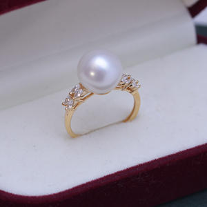 Bague en argent S925 avec perle ronde blanche de 10-11 mm de Zhuji Danshui, forte luminosité, faibles défauts, vente en gros - Product Image 1