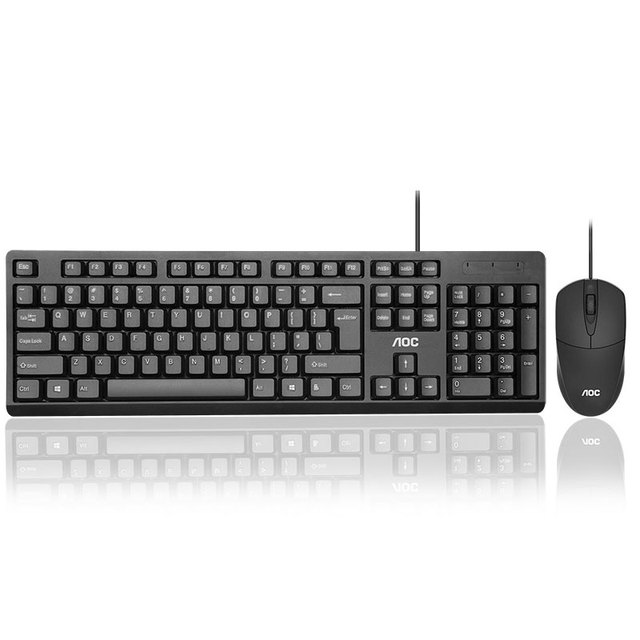 AOC KM160 Wired Keyboard Mouse Combo USB Gaming Office Kit for Desktop PC Home Daily Use