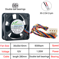 Ventilateur de refroidissement micro ACP3010-05PWM ACP3010-12PWM 3cm 30mm 30x30x10mm DC5V/12V 4 broches 8300/10000 tr/min double roulement à billes pour processeur