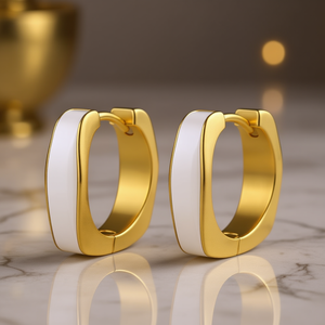 Orecchini a Cerchio Placcati in Oro, Design Geometrico Minimalista, Unisex, per Uso Quotidiano, Finitura in Oro 18K, Gioielli Raffinati - Product Image 2