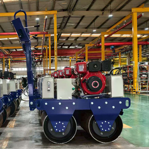 550 кг ручной двойной барабан Тандемная вибрационная прогулка за дорожным катком дизель для уплотнения бетона битума EPA CE - Product Image 5