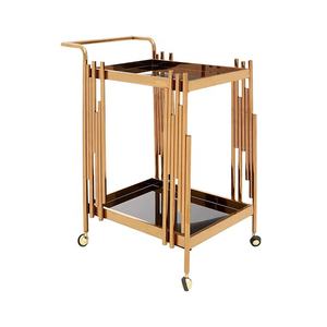 Chariot de bar de service en verre personnalisé 2025 de luxe moderne et durable en acier inoxydable pour la cuisine et le salon - Product Image 1