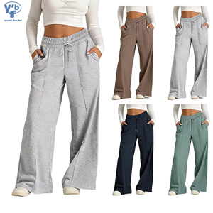 <span class=keywords><strong>Pantaloni</strong></span> Lunghi Casual da <span class=keywords><strong>Donna</strong></span> Yuanbofei, Gamba Larga Comoda, Vita Elastica, Fondo Dritto con Tasche, per Yoga, <span class=keywords><strong>Pantaloni</strong></span> <span class=keywords><strong>Jogger</strong></span> Confortevoli - Product Image 1