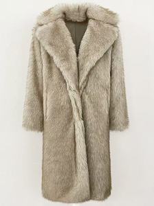 Vente flash - <span class=keywords><strong>Manteau</strong></span> long en fausse fourrure de renard de haute qualité pour femmes, coupe ample, coupe-vent, style hiver - Product Image 5
