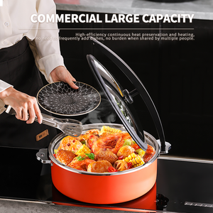 Utensilios de cocina comerciales de acero inoxidable WINNERS 32cm 36cm plato de frotamiento de olla caliente con cubierta de vidrio <span class=keywords><strong>Vertical</strong></span> para cafetería De Hotel - Product Image 4