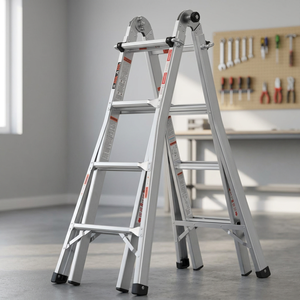 Scala Estensibile in Alluminio Multiuso 17 Piedi Tipo 1 Capacità 300 Libbre Scala Pieghevole per Uso Domestico con Blocco Manuale - Product Image 2