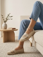 Chaussures Espadrilles en Toile à Carreaux pour Femmes, Décontractées, Respirantes, Légères, Semelle en Caoutchouc Antidérapante, Confortables Toutes Saisons