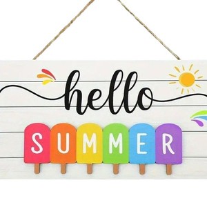 KingWin <b>Summer</b> <b>Hello</b> Wooden Wall Hanging Decor Rectangle Shape Living Room Home Office Decoration Gift For <b>Summer</b> - Product Image 2