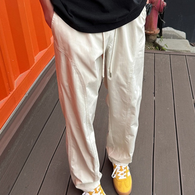 Custom Logo Men's Casual American Basic Solid Cargo Pants Loose Versatile Trendy Straight Trousers
