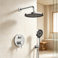 Ensemble de douche encastré en laiton avec poignée en alliage de zinc, mitigeur de douche à levier unique, finition chromée