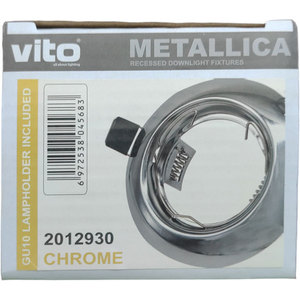 Gu10 Recessed Spotlight Holder 80mm Silver Metal <b>Ring</b> With Spring <b>Clip</b> For Ceiling Installation - Product Image 2