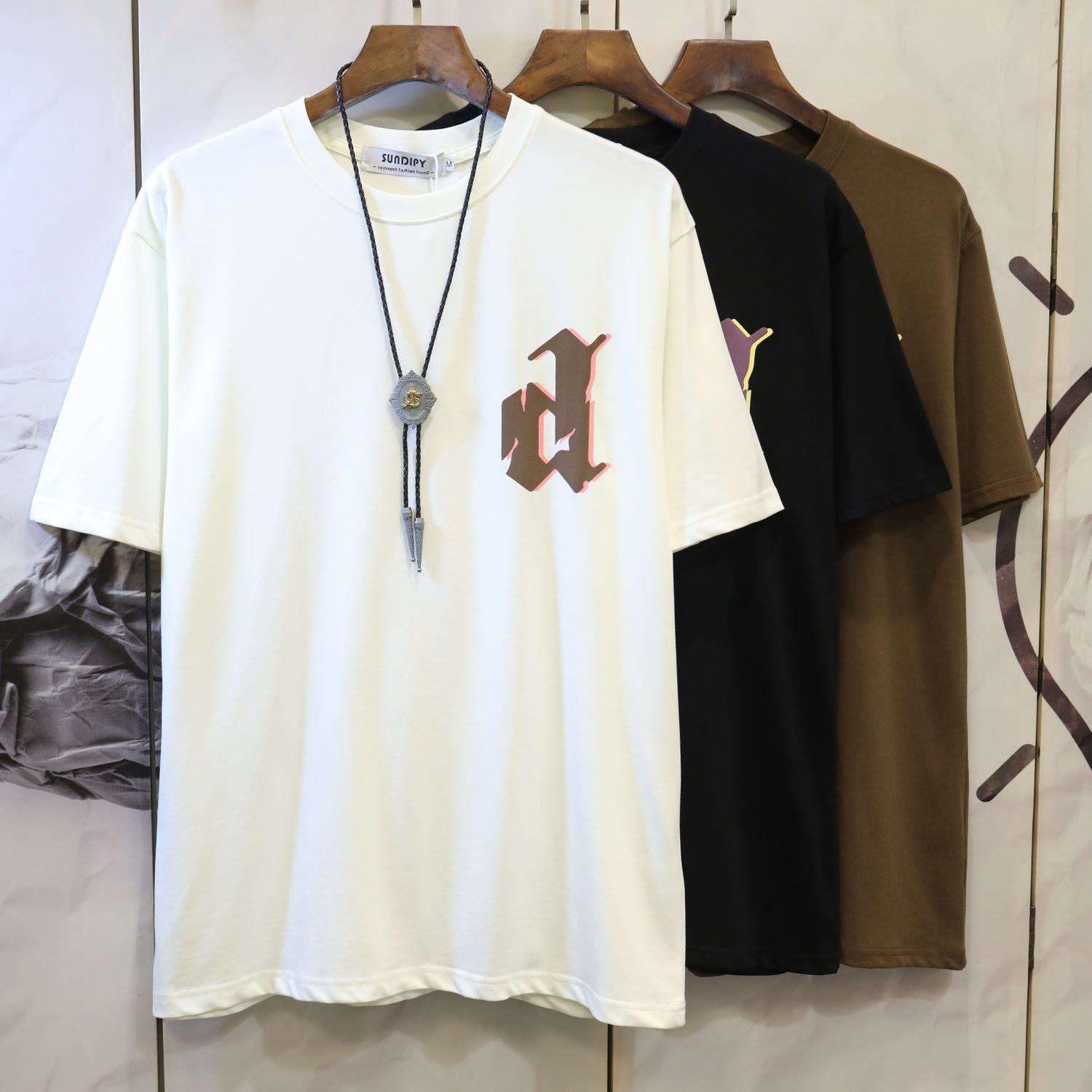 Black, white, grey, blue, red, etc