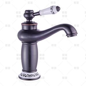 Grifo de lavabo antiguo de acero inoxidable con una sola manija, montado en el encimera, con válvula mezcladora de agua fría y caliente. - Product Image 1