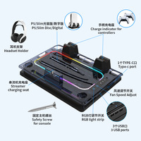 Station de refroidissement en plastique de haute qualité GAMINJA /Slim/Pro, double chargeur de manettes, 16 emplacements pour jeux, 7 ventilateurs RGB à 3 niveaux de refroidissement