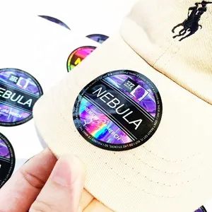 Custom Strong Adhesive Removable New Era Adjustable Hologram Holographic Gold Silver Hat Stickers For Hat