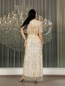 Abiti da Sera di Lusso per Donne Musulmane, Stile Arabo Istanbul Marocchino Turco Dubai, con Ricami, Linea A, Lunghezza alla Caviglia, <span class=keywords><strong>Hijab</strong></span> - Product Image 3