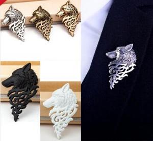 ヴィンテージウルフヘッドメンズスーツタイピンブローチケルトデザインバイキングトライバルバッジジュエリーギフト結婚式婚約合金ロジウムメッキ - Product Image 3