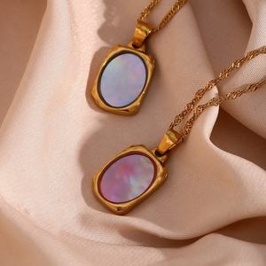 Vintage Natural Abalone <b>Shell</b> Pendant Necklace 18K Gold Plated Stainless Steel Unisex Europe & America Style Gift - Product Image 6